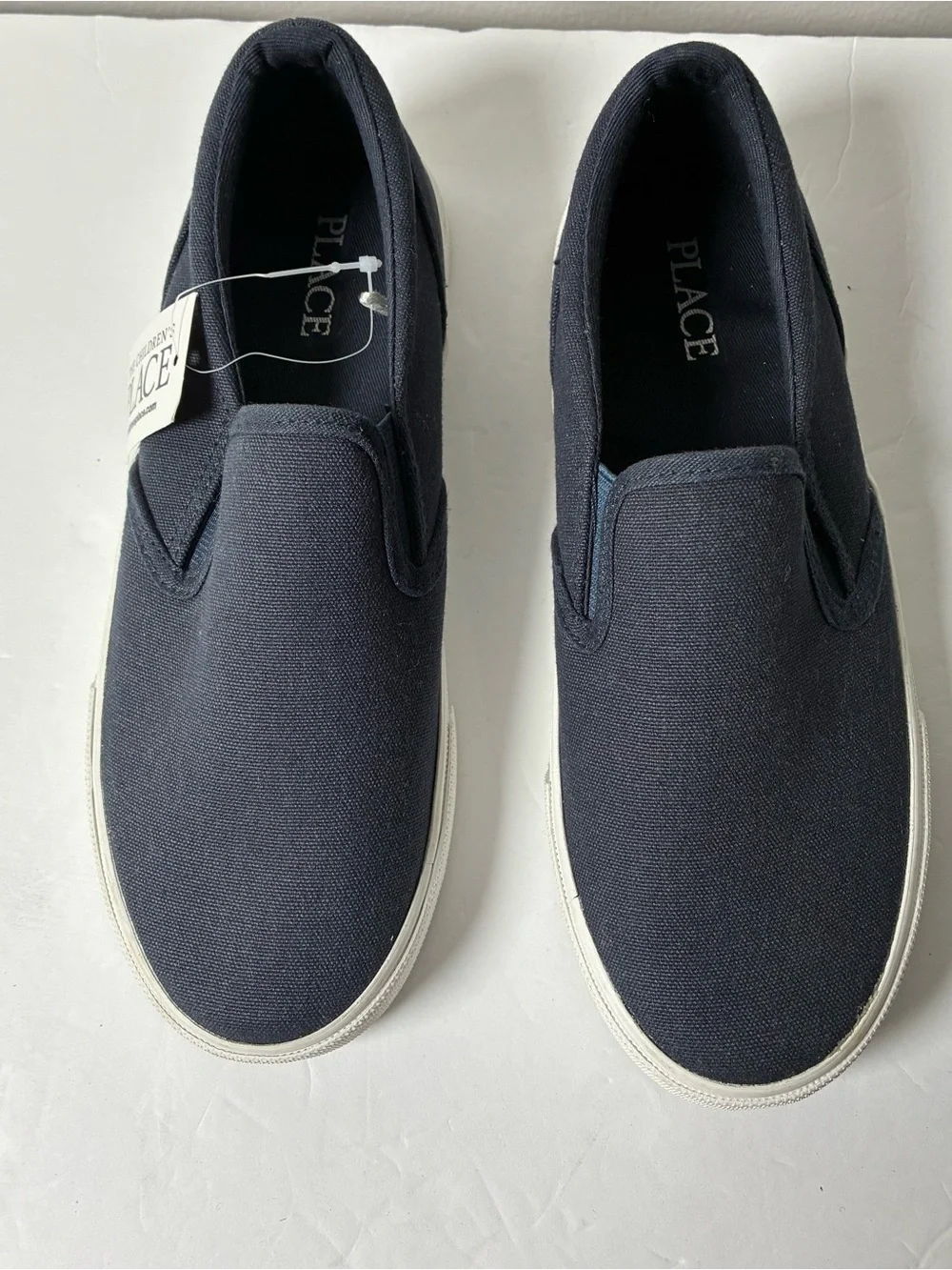 PLACE Navy Canvas Slip-On Loafers with White Sole